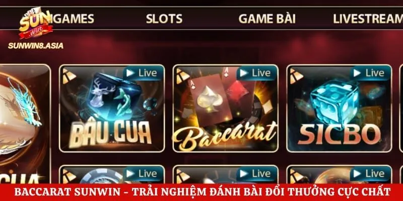 Baccarat Sunwin - Trải Nghiệm Đánh Bài Đổi Thưởng Cực Chất Mỗi Ngày 1 Baccarat Sunwin - Trải Nghiệm Đánh Bài Đổi Thưởng Cực Chất Mỗi Ngày