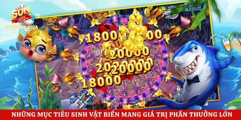 Chúa Tể Đại Dương Sunwin - Khám Phá Đại Dương Kỳ Thú 4 Những mục tiêu sinh vật biển mang giá trị phần thưởng lớn